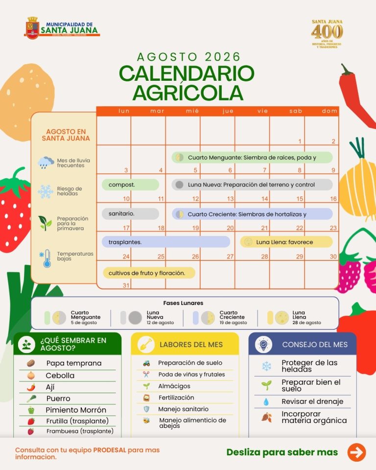 🌱🌕 ¡Ya está disponible el calendario agrícola y lunar de agosto 2026!