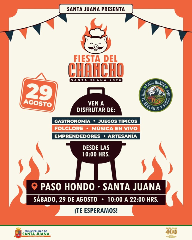 ¡Se viene una de las celebraciones más esperadas del año! 🐷🔥 Prepárate para vivir y disfrutar la gran Fiesta del Chancho Santa Juana 2026.