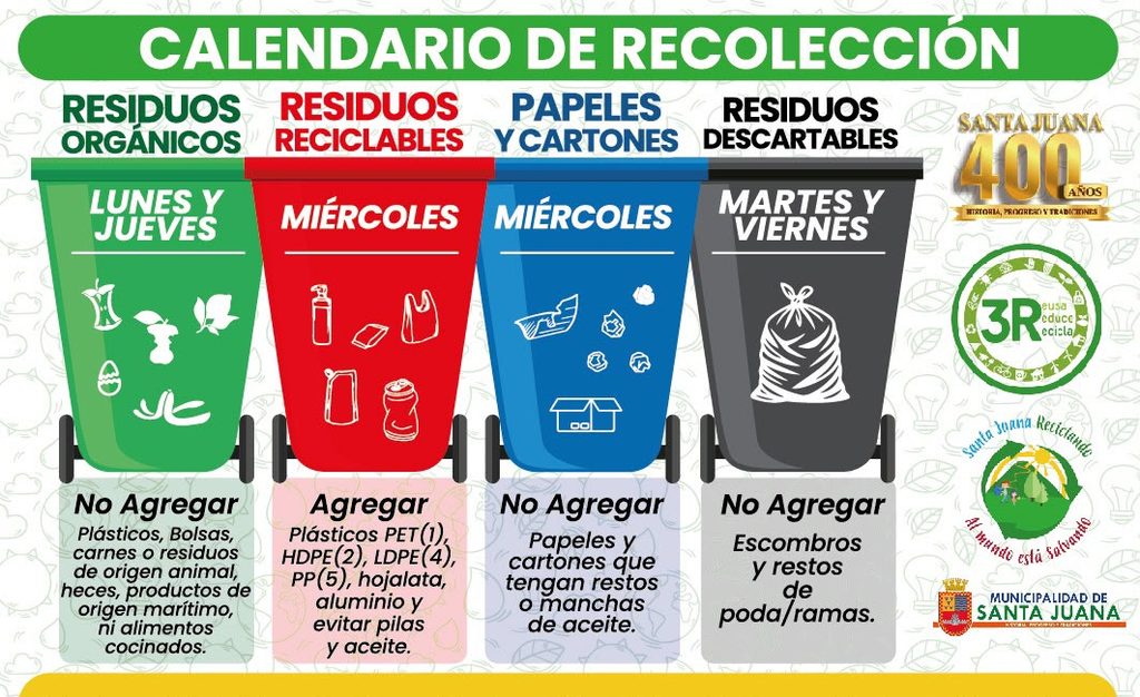 Organiza tus desechos en casa y revisa el Calendario de Recolección para sacar tus residuos en el día que corresponde. ¡Pequeñas acciones hacen un gran cambio! 🌍✨